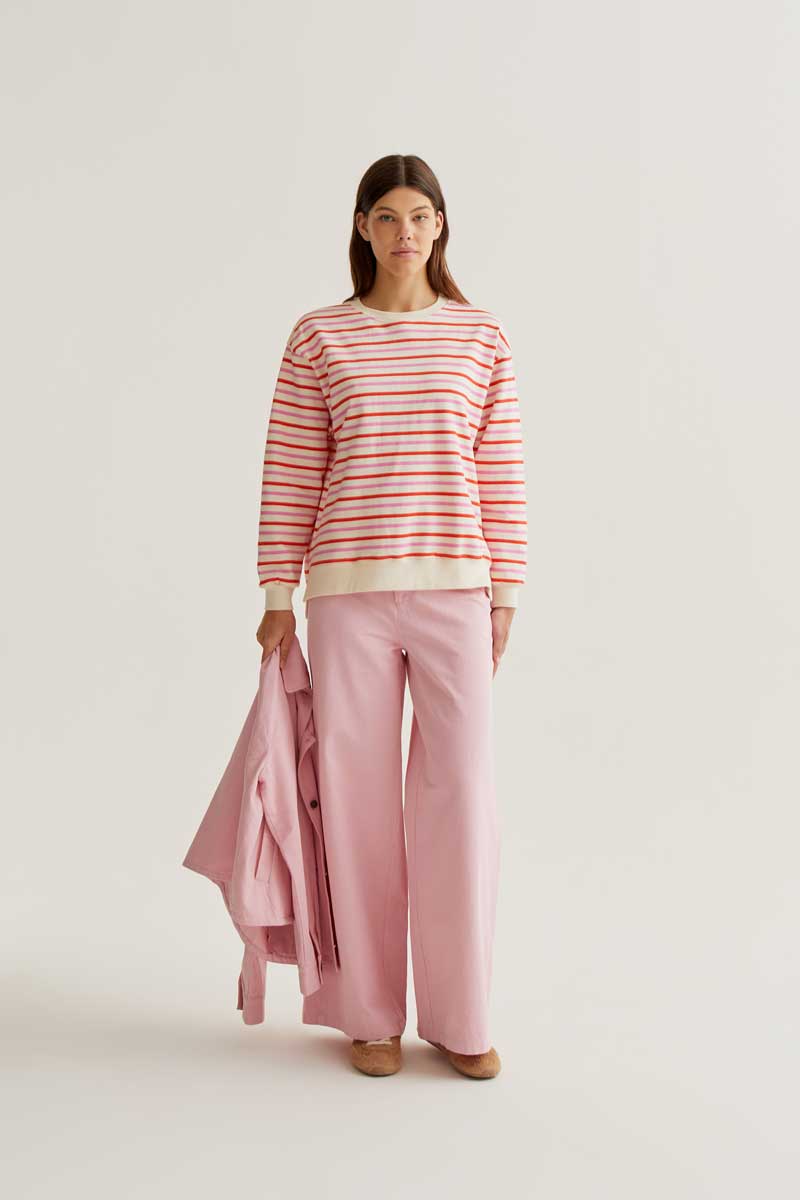 CF Sweatshirt with Pink and Red Stripes