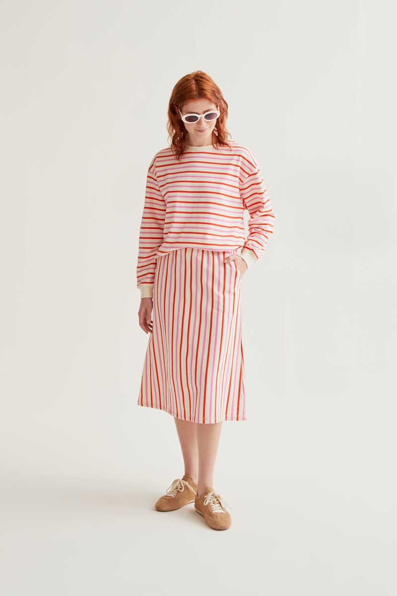 CF Sweatshirt with Pink and Red Stripes