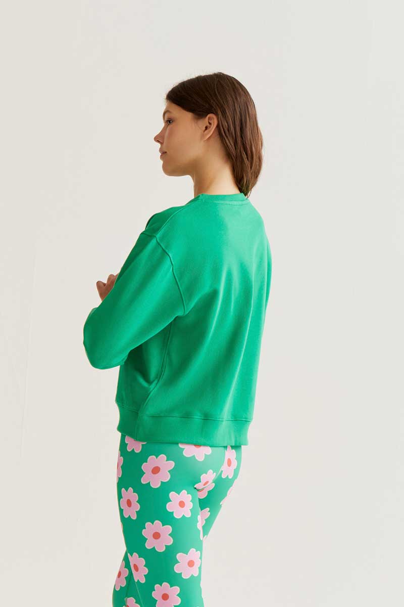 CF Green Sweatshirt with a Big Flower