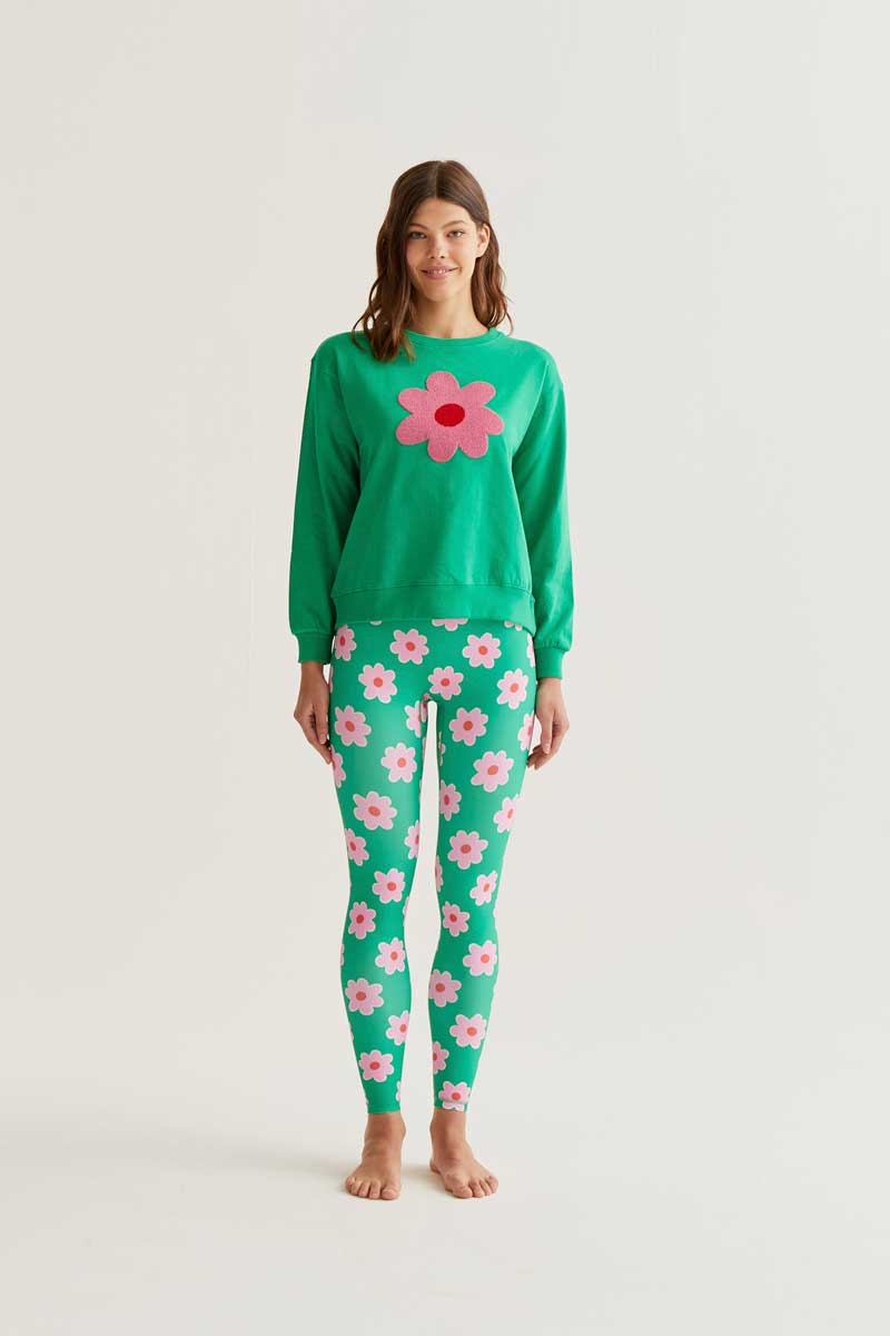 CF Green Sweatshirt with a Big Flower