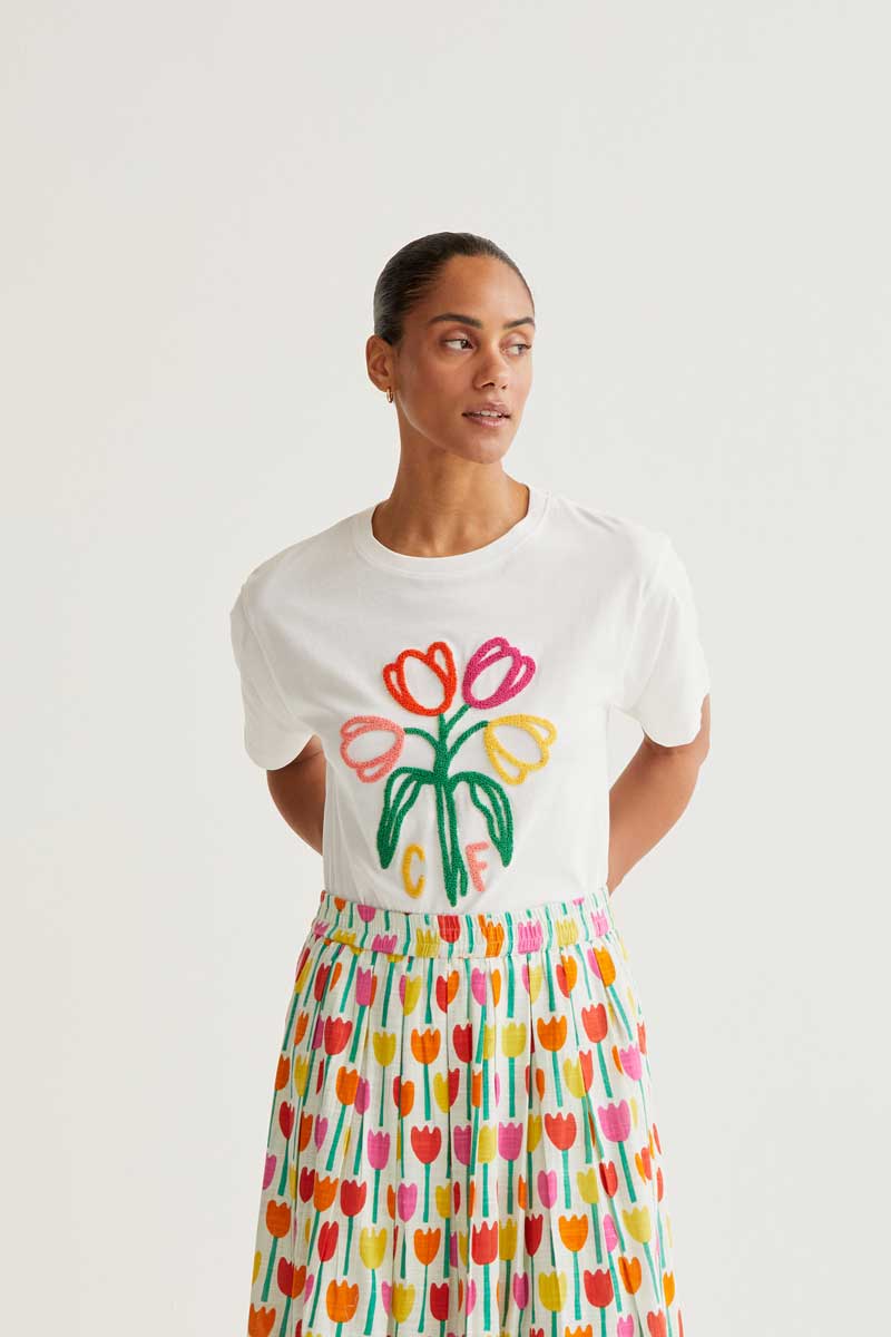 CF T-Shirt with Tulip Embroidery