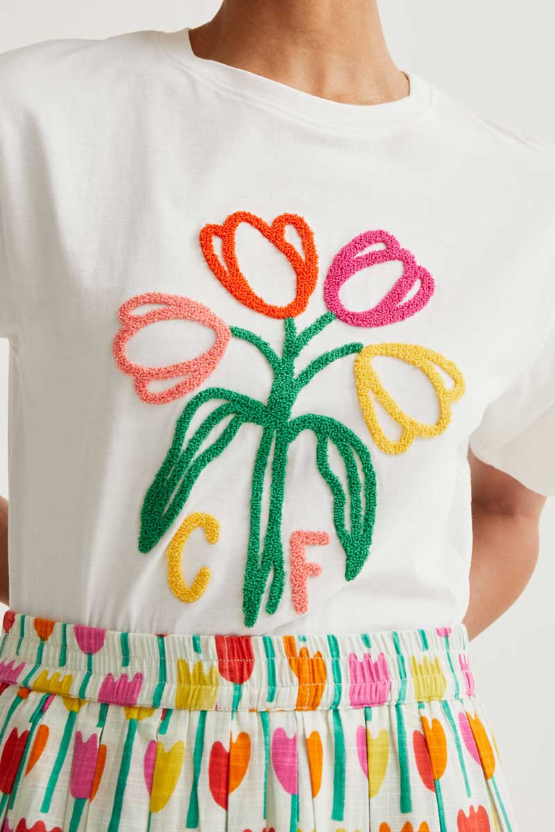 CF T-Shirt with Tulip Embroidery