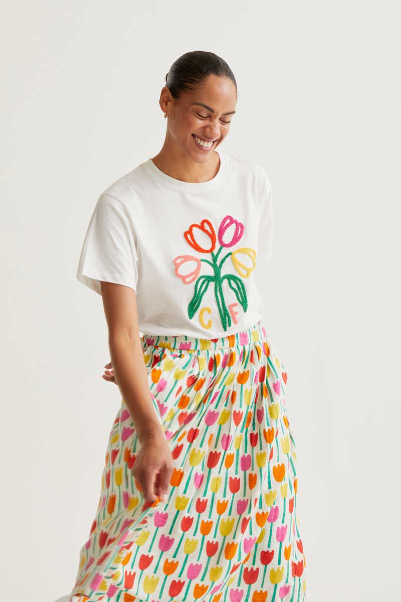 CF T-Shirt with Tulip Embroidery