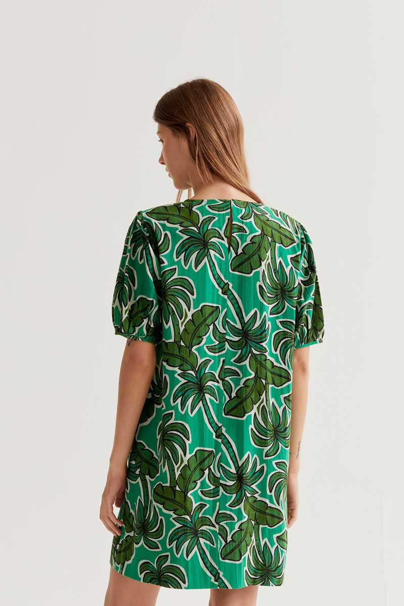 CF Short Dress with Palm Tree Print