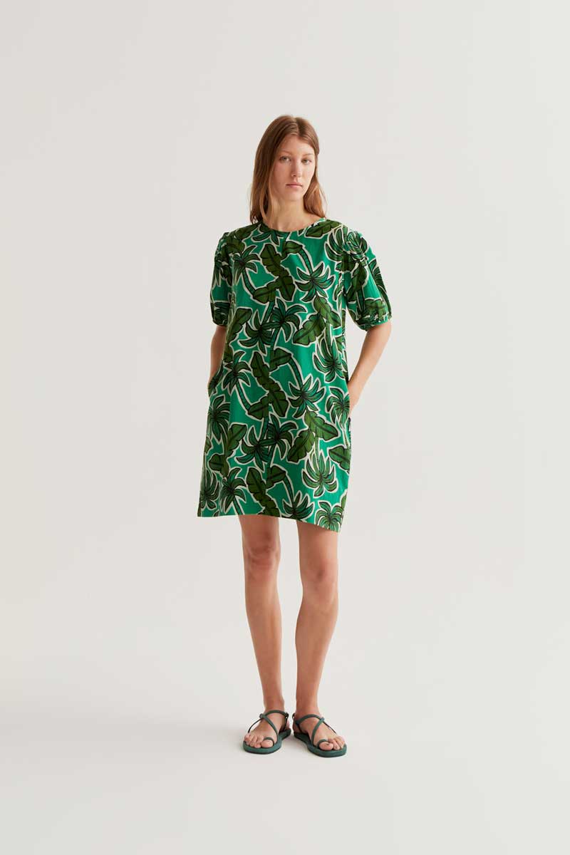 CF Short Dress with Palm Tree Print