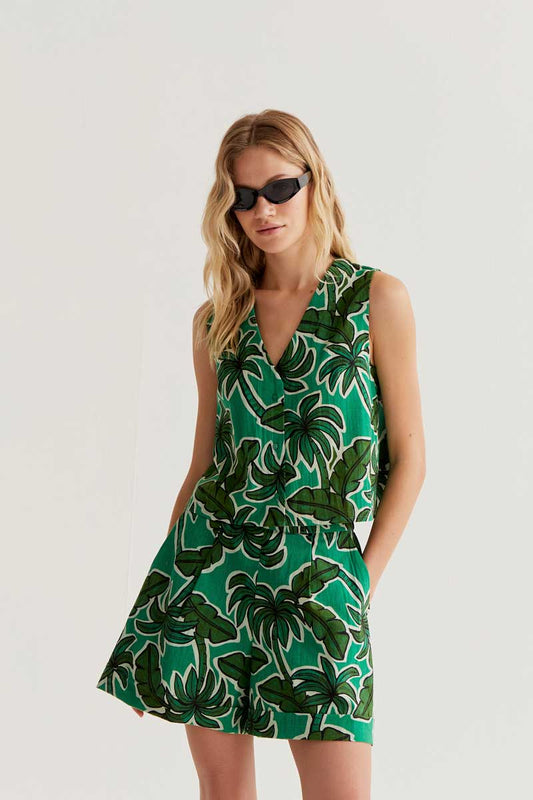 CF Vest with Palm Tree Print
