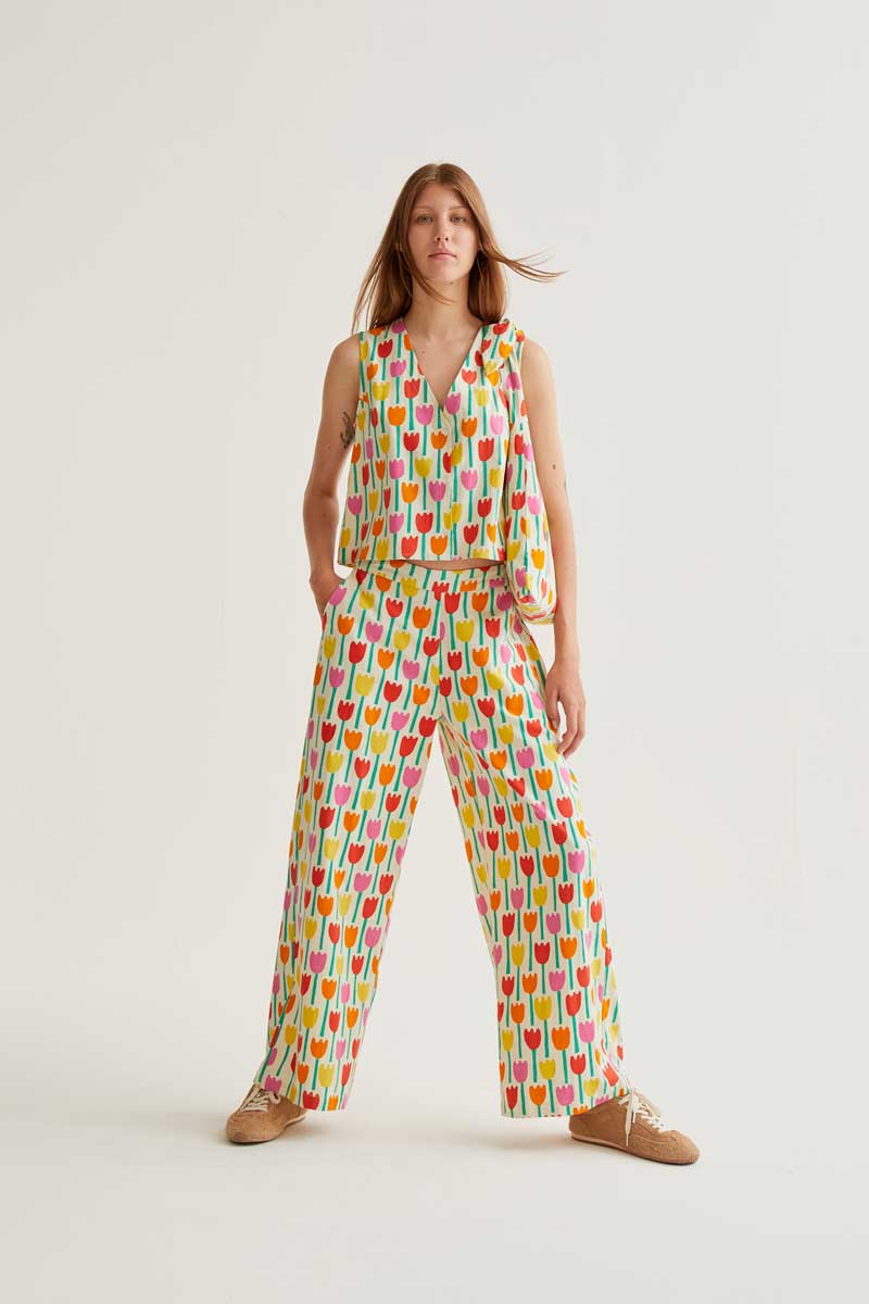 CF Trousers with Tulip Print