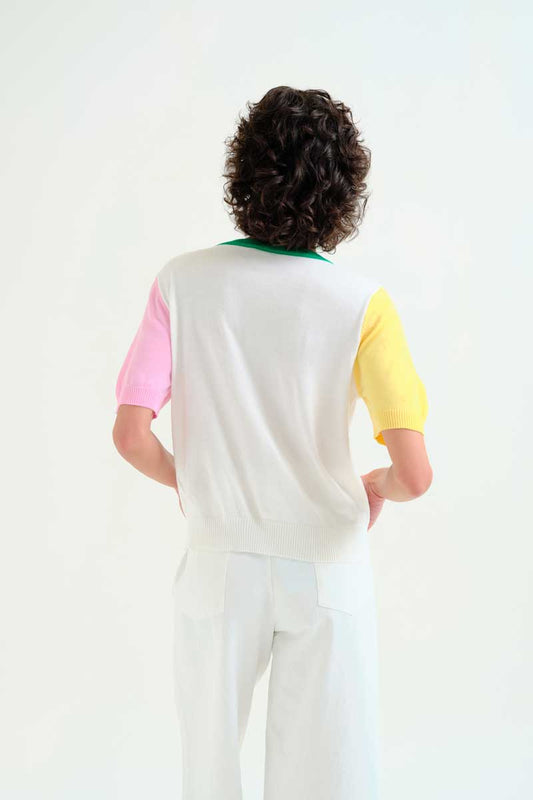 Knit Top with Multicolored Details