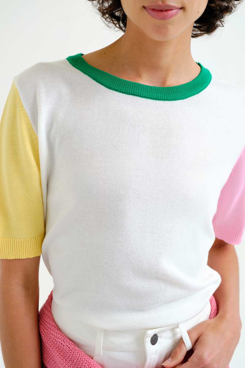 Knit Top with Multicolored Details