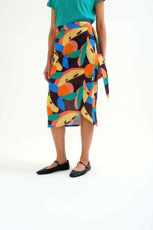 Midi Skirt with Tutti Frutti Big Print