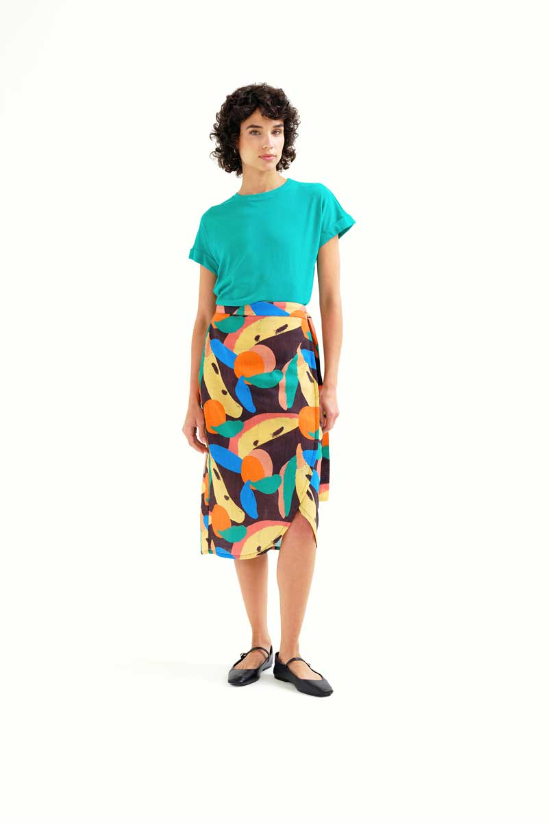 Midi Skirt with Tutti Frutti Big Print