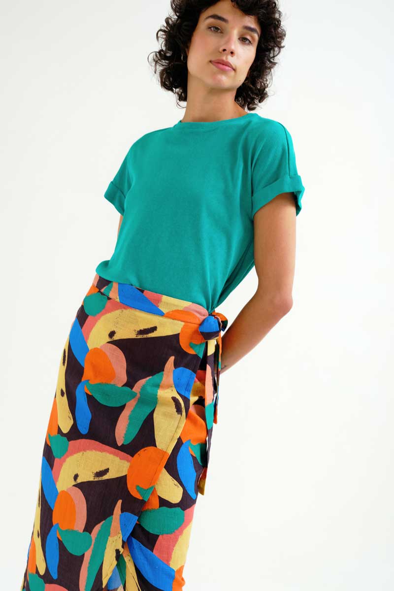 Midi Skirt with Tutti Frutti Big Print