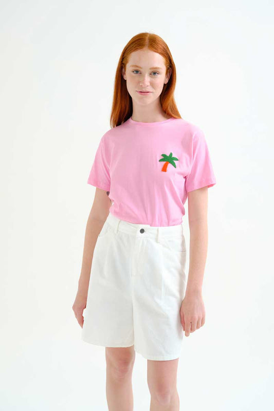 T-shirt with Palm Tree Embroidery