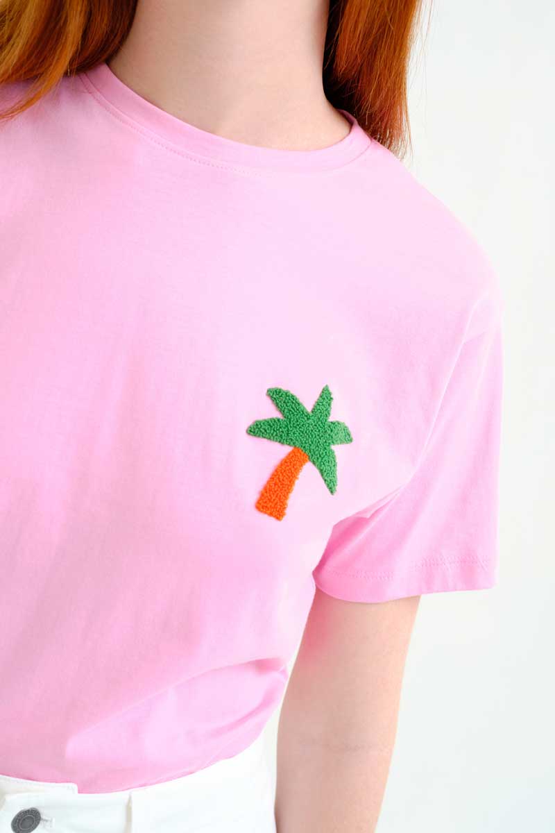 T-shirt with Palm Tree Embroidery