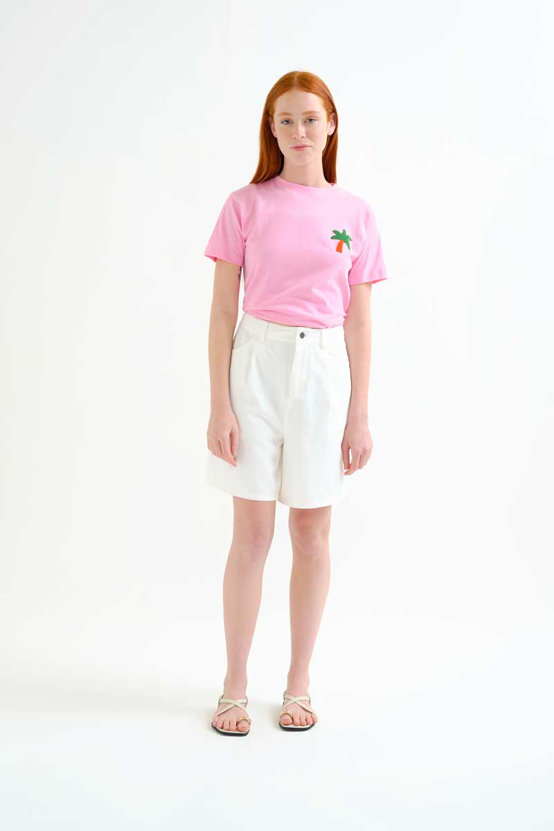 T-shirt with Palm Tree Embroidery