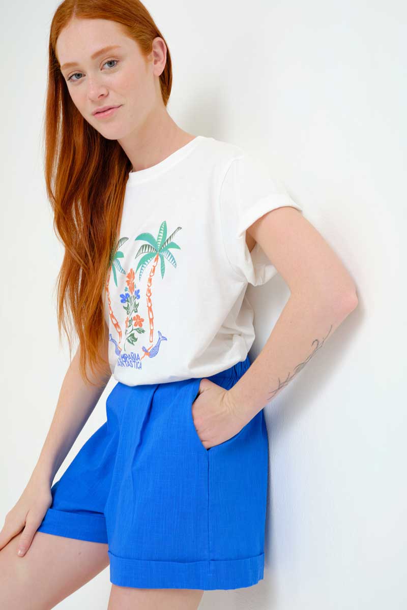 Navy Blue Cotton Shorts