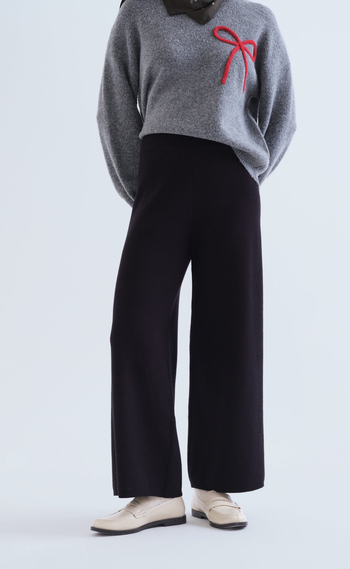 Black Basic Knit Trousers