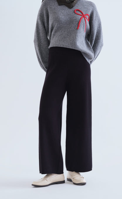 Black Basic Knit Trousers