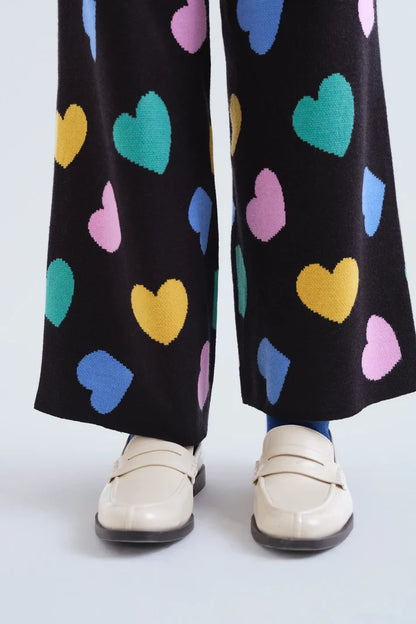 Knit Trousers with Heart Print