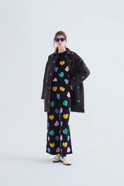 Knit Trousers with Heart Print