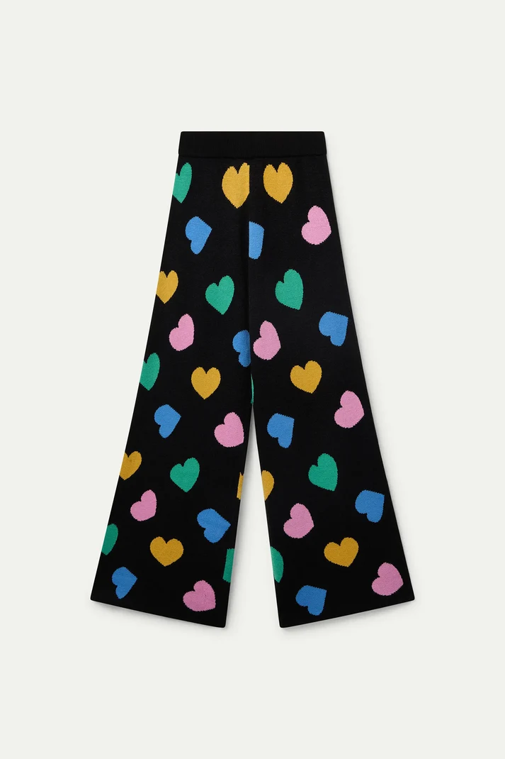Knit Trousers with Heart Print