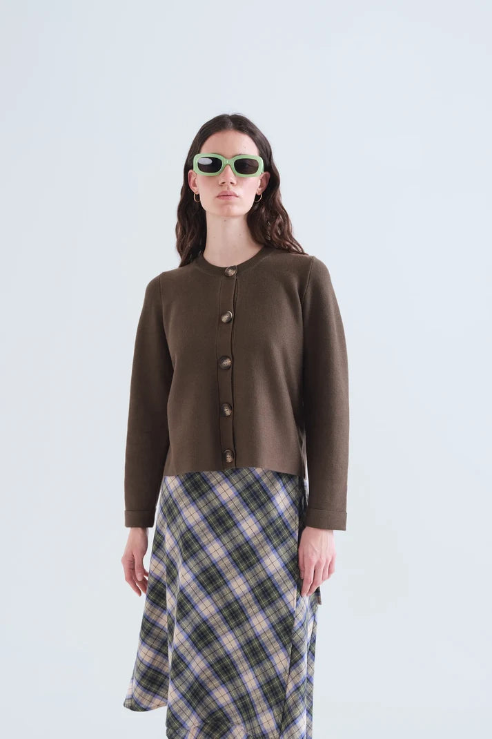 Basic Khaki Green Cardigan