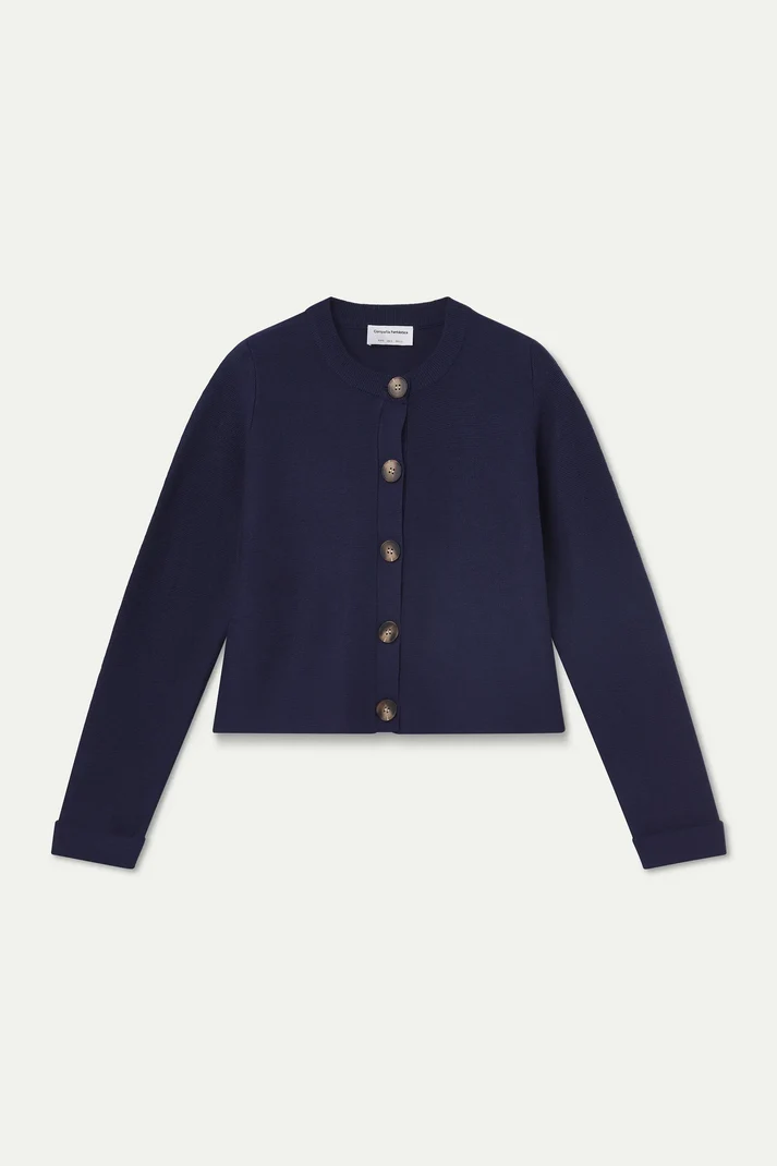 Navy Blue Cardigan with Two-Tone Buttons