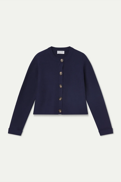 Navy Blue Cardigan with Two-Tone Buttons