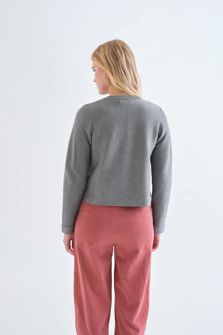 Grey Cardigan with Two-Tone Buttons