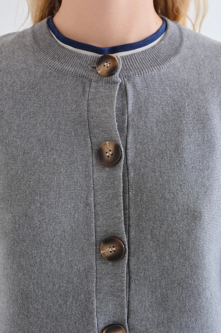 Grey Cardigan with Two-Tone Buttons