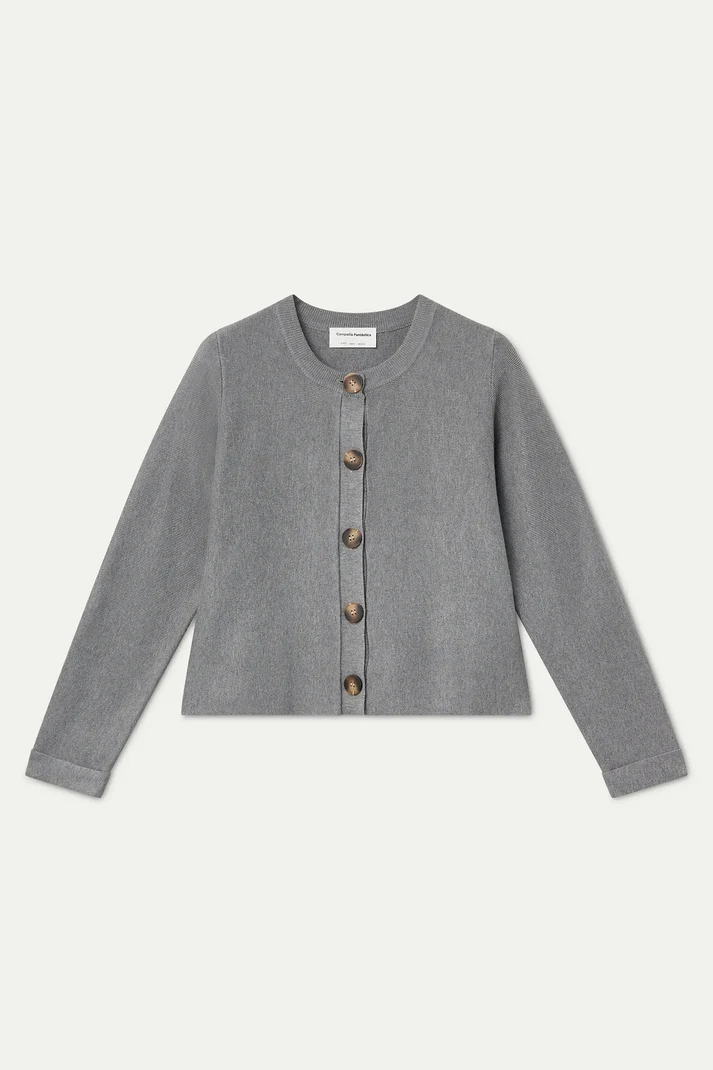 Grey Cardigan with Two-Tone Buttons