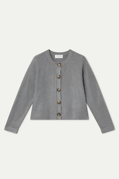 Grey Cardigan with Two-Tone Buttons