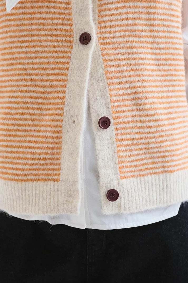 Orange and Cream Striped Knit Vest