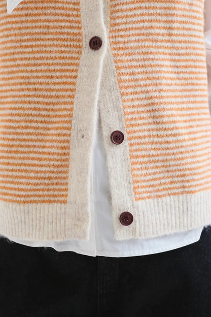 Orange and Cream Striped Knit Vest
