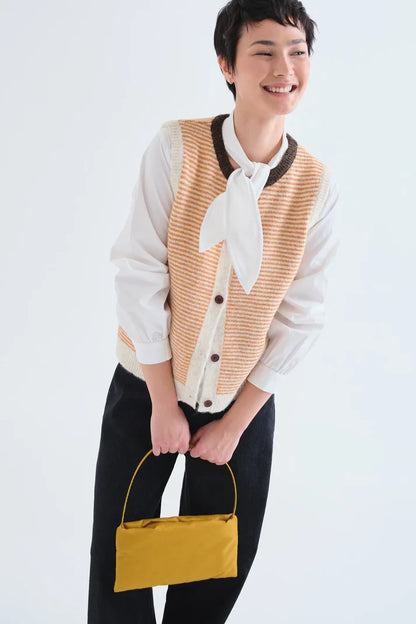 Orange and Cream Striped Knit Vest