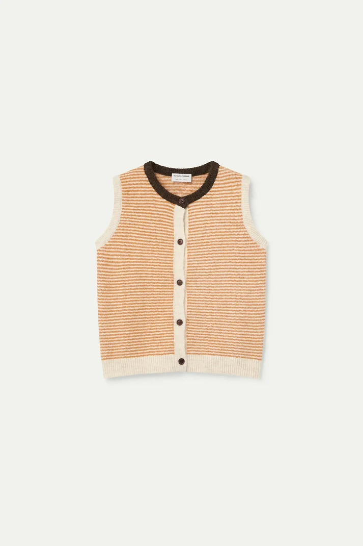 Orange and Cream Striped Knit Vest