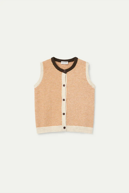 Orange and Cream Striped Knit Vest