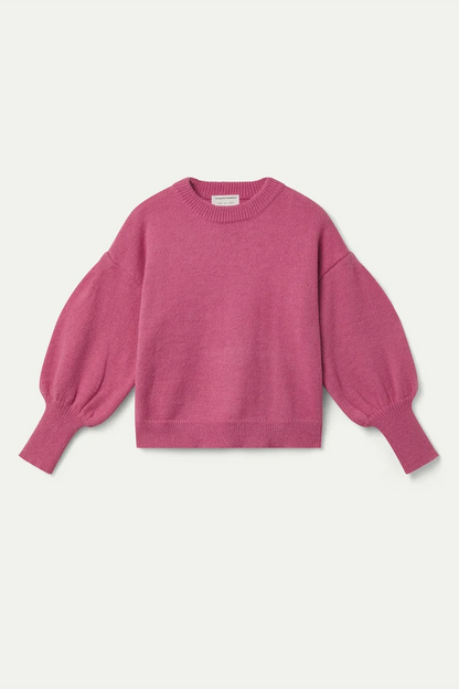 Pink Puffed Sleeves Knit Jumper