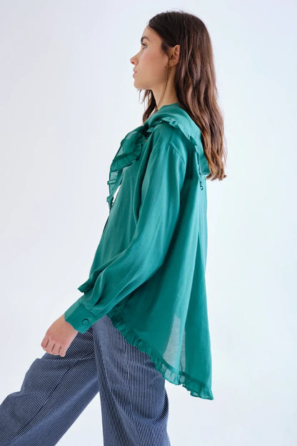 Green Asymmetric Shirt