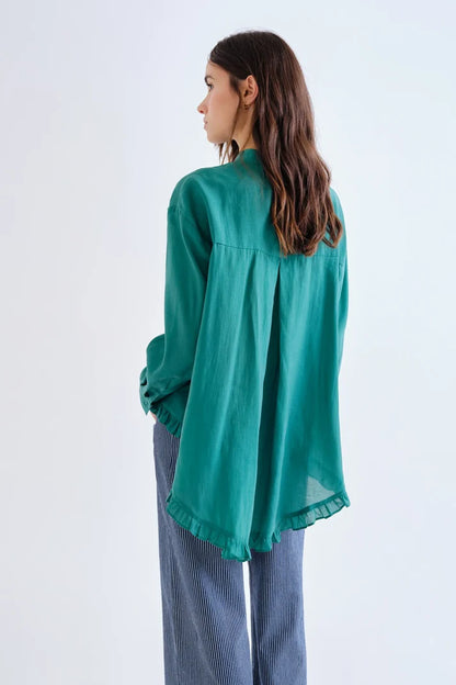 Green Asymmetric Shirt