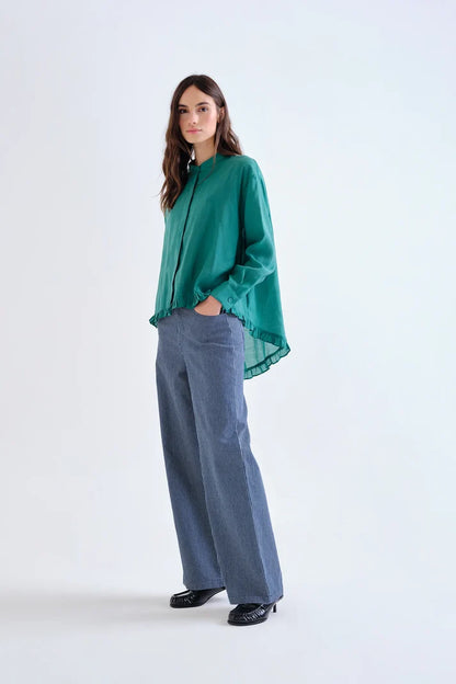 Green Asymmetric Shirt