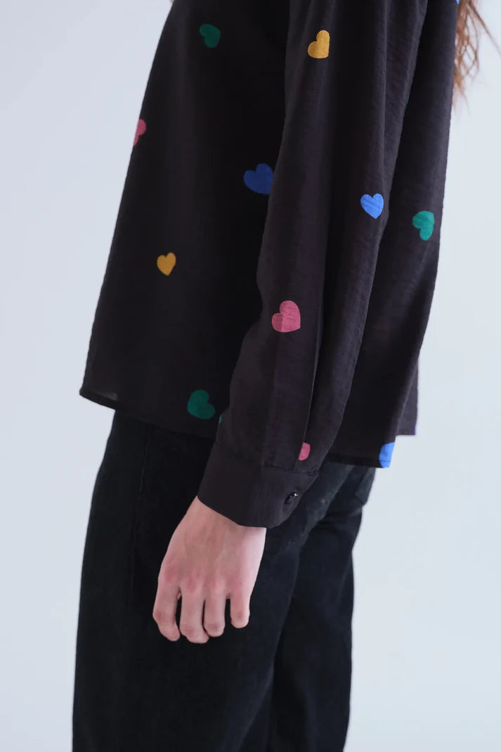 Heart Print Black Shirt