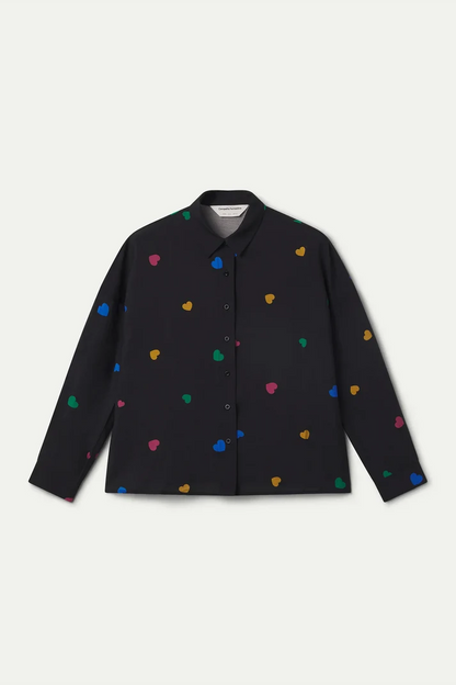 Heart Print Black Shirt