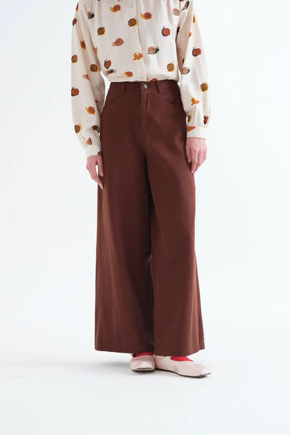 Brown Cotton Jeans