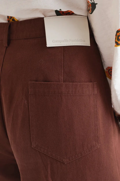 Brown Cotton Jeans
