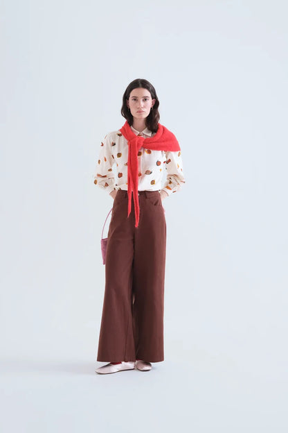 Brown Cotton Jeans