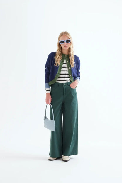 Petrol Green Cotton Jeans