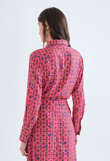 Pink Shirt with Geometric Print