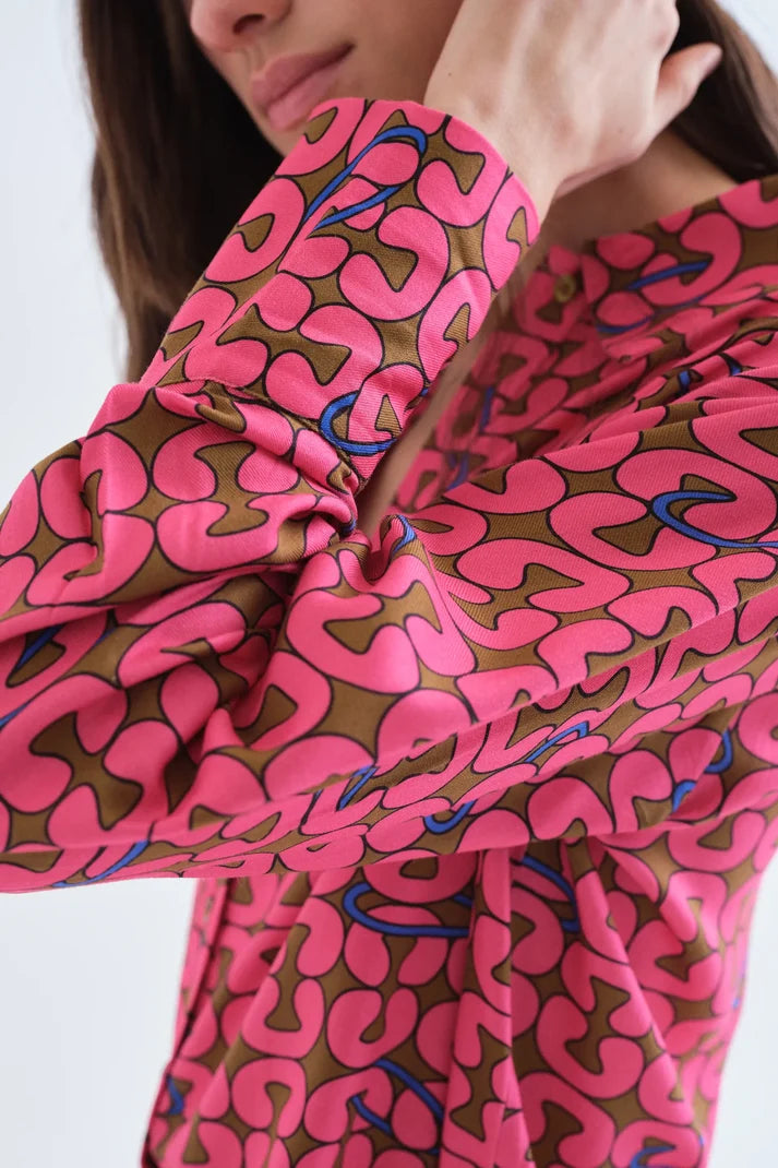 Pink Shirt with Geometric Print