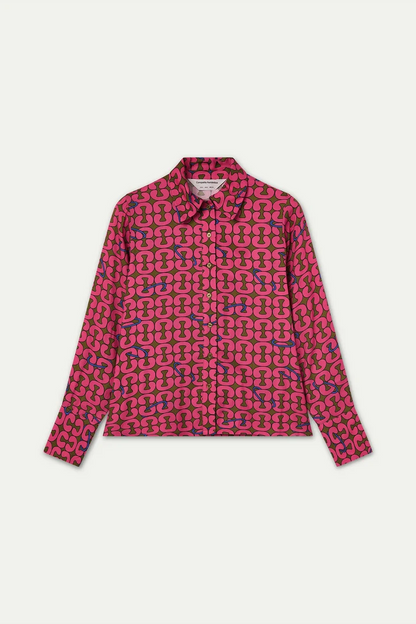Pink Shirt with Geometric Print